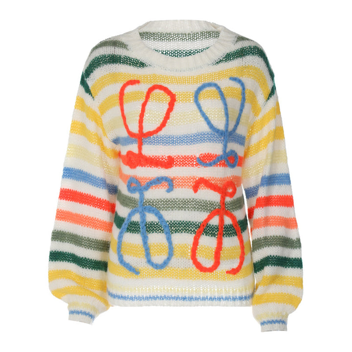 Rainbow Contrast Striped Sweater