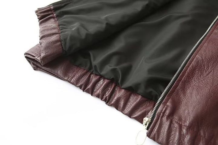 Vintage Lapel Zipper Faux Leather Jacket