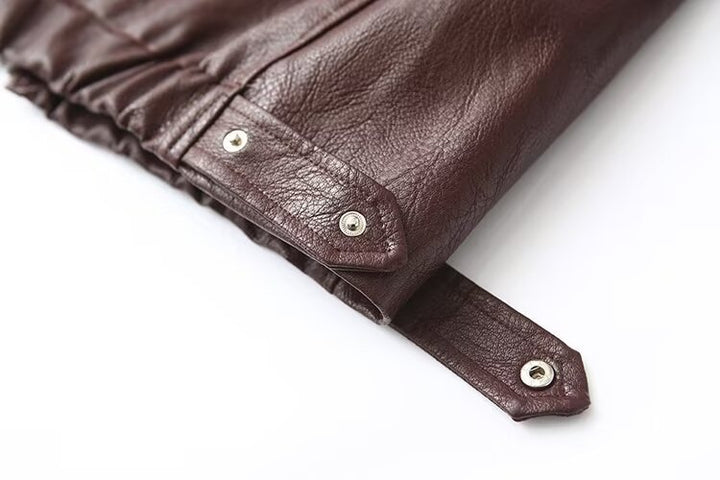 Vintage Lapel Zipper Faux Leather Jacket