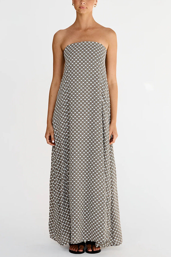 Diamond Print Bohemian Maxi Dress