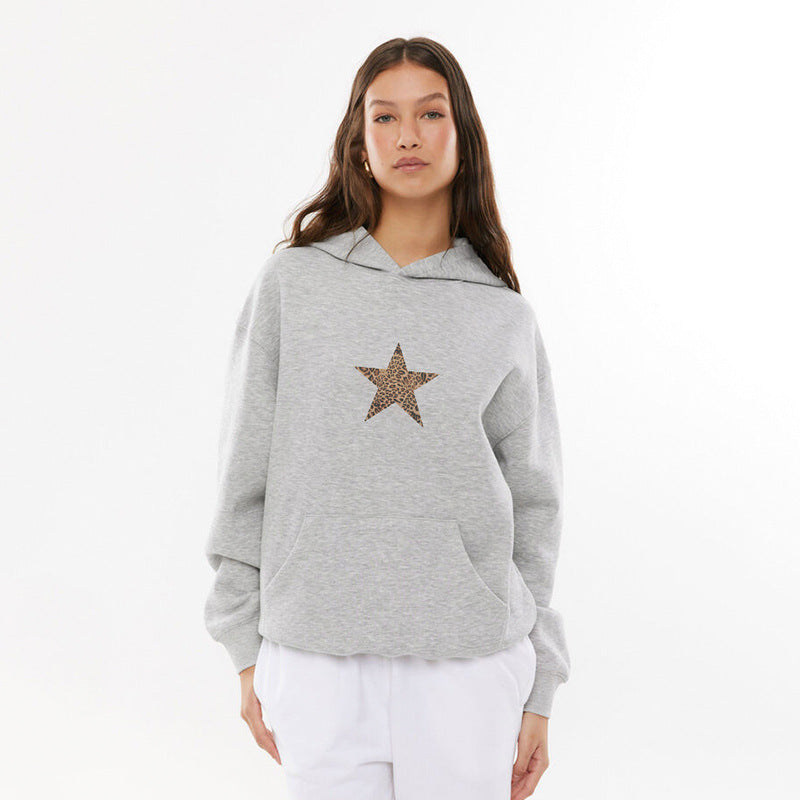 Leopard Print Star Hoodie