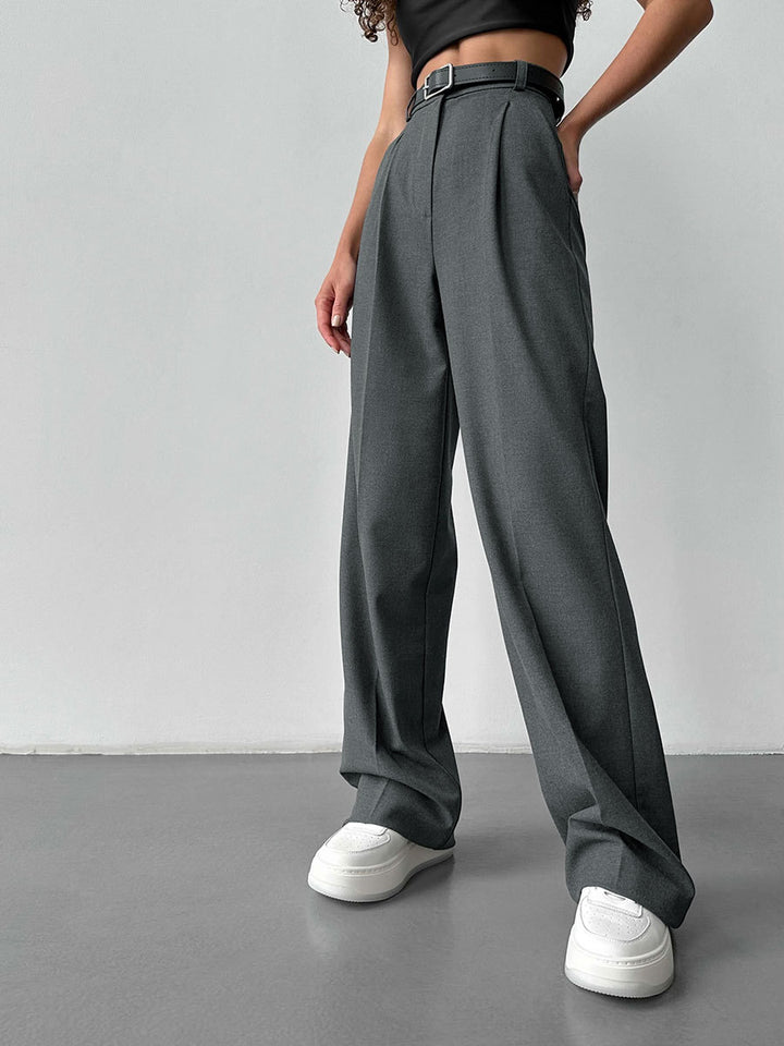 High-Waisted Straight-Leg Wide-Leg Suit Pant