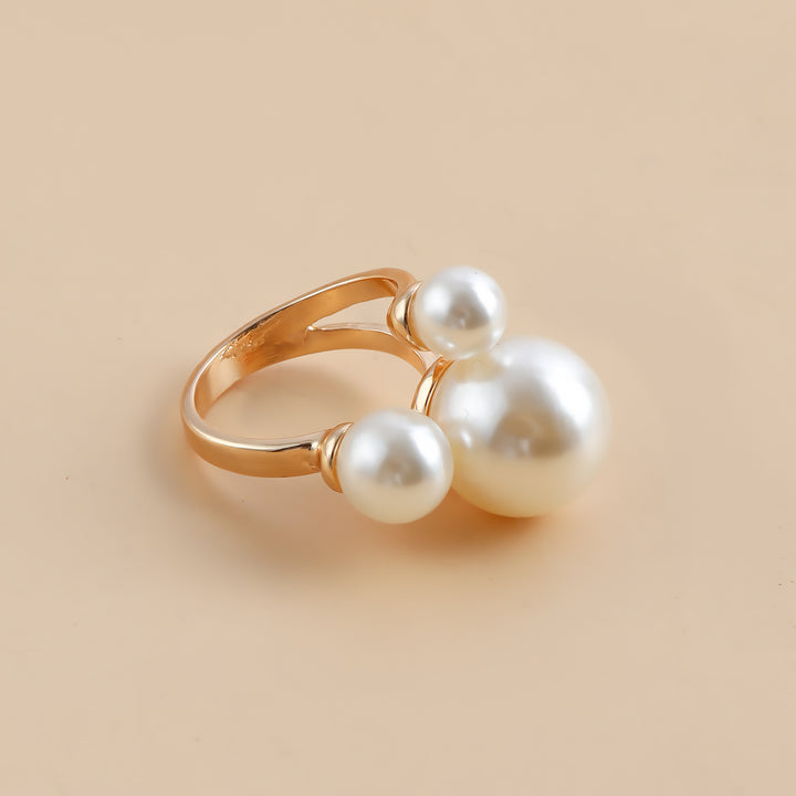 Three Pearl Adjustable Ring