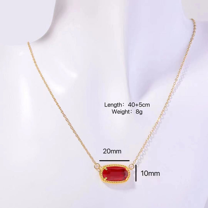 Oval Birthstone Pendant Necklace