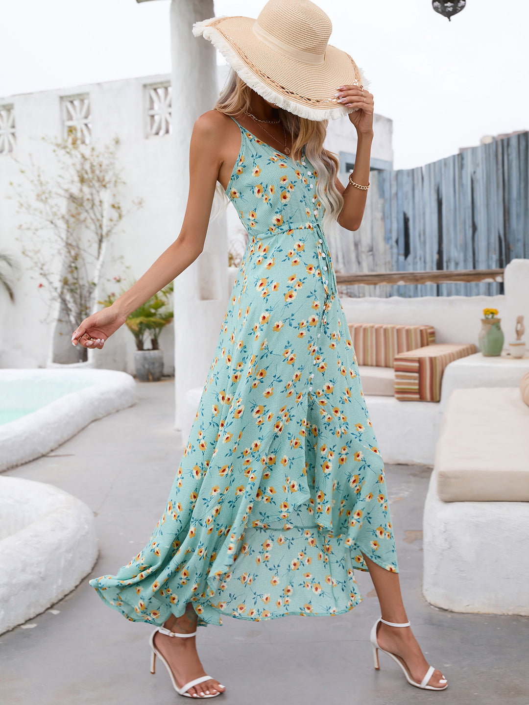 Fashion Casual Beach Irregular Printed Dress