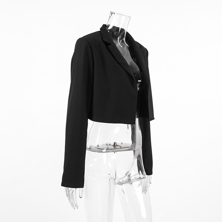 Standing Collar And Shoulder Pads Short Jacket