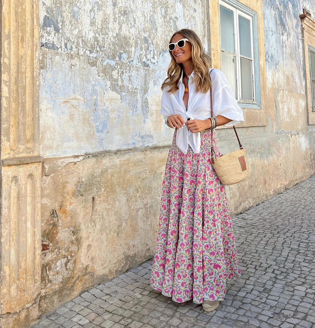 Bohemian Holiday Casual Print Skirt