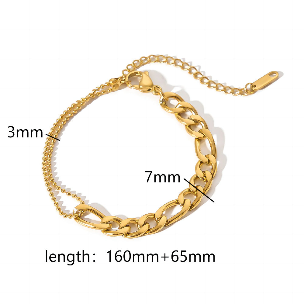 Pulseras de hueso de serpiente con cadena de acero y titanio dorado