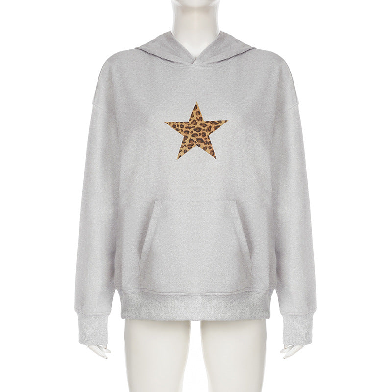 Leopard Print Star Hoodie