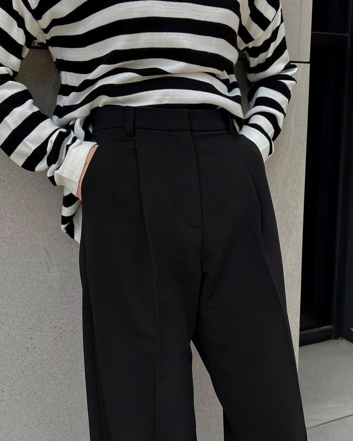 High-Waisted Straight-Leg Wide-Leg Suit Pant