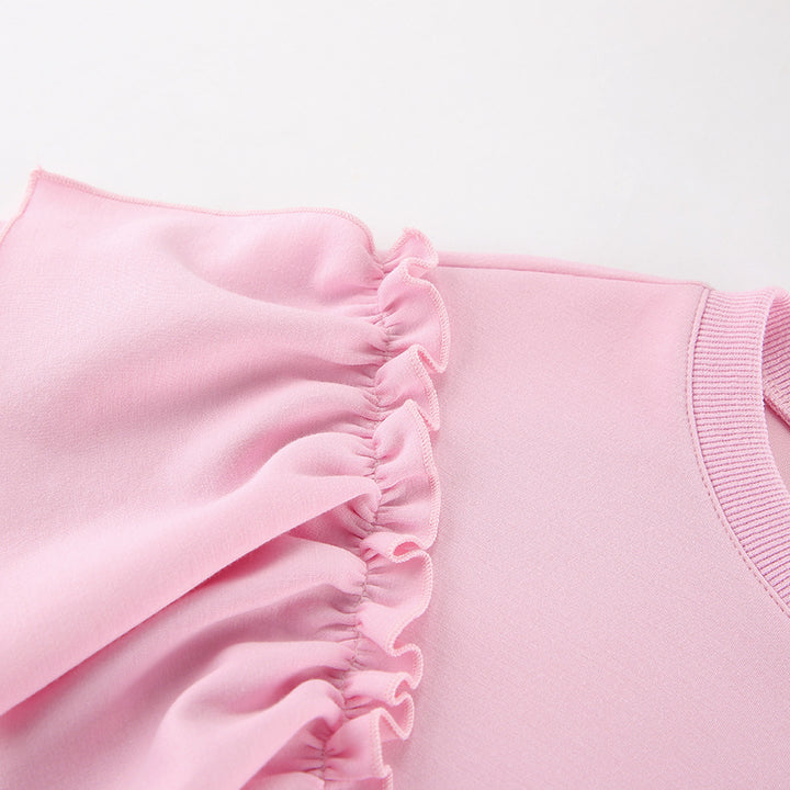 Pink Mood Pleated Ruffled Sweatshirt