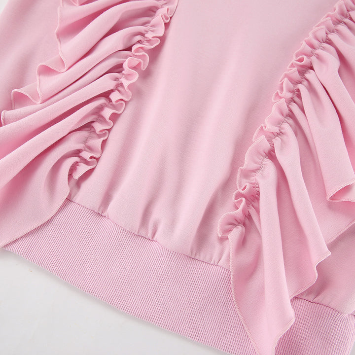 Pink Mood Pleated Ruffled Sweatshirt