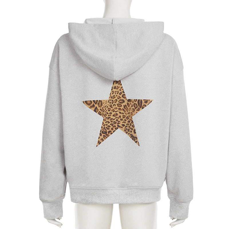 Leopard Print Star Hoodie