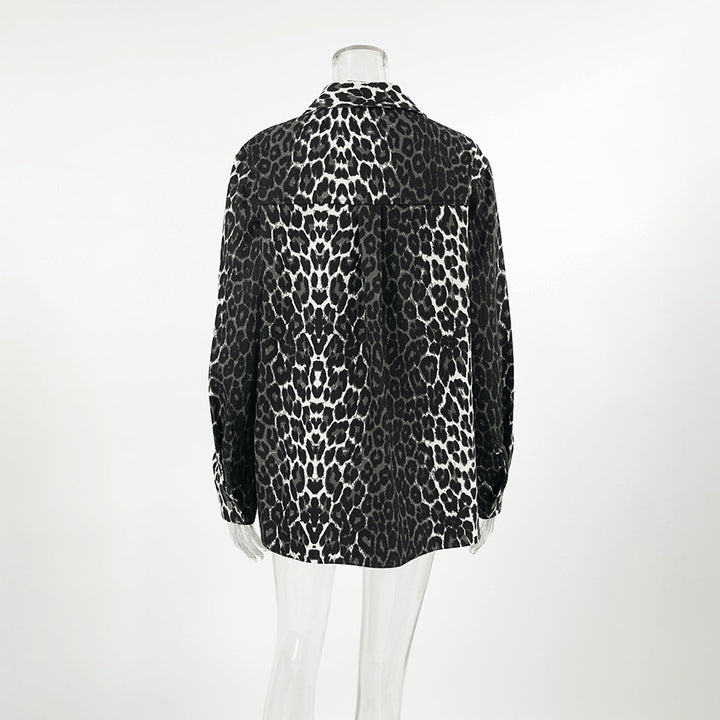 Street Style Leopard Print Big Pockets Jacket