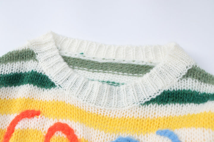 Rainbow Contrast Striped Sweater