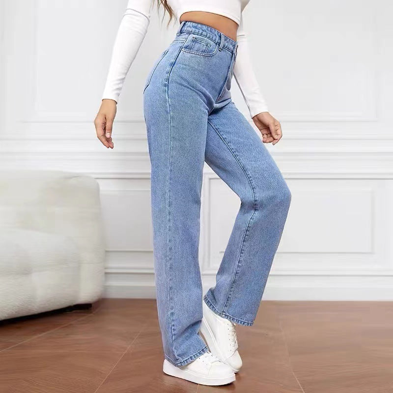 Plus-Size High-Waisted Straight-Leg Jeans