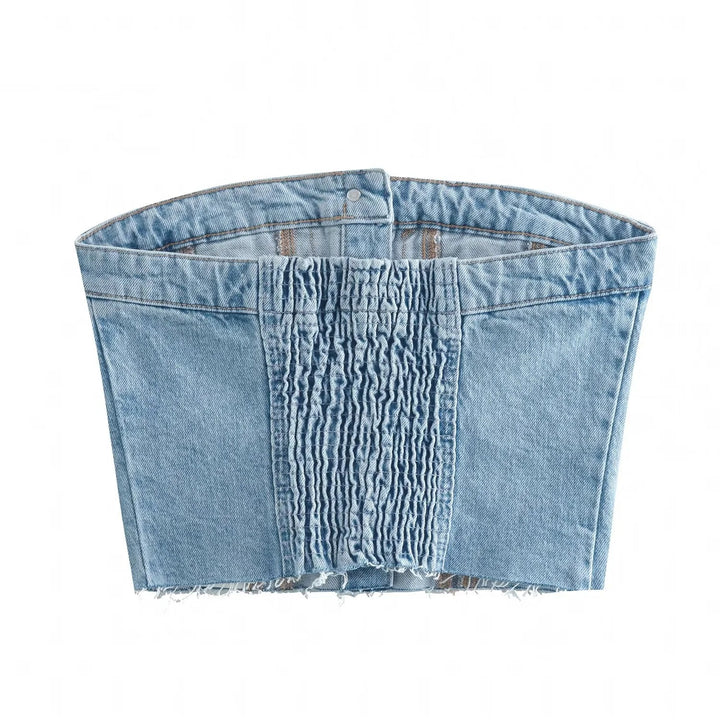 Top a corsetto in denim britannico