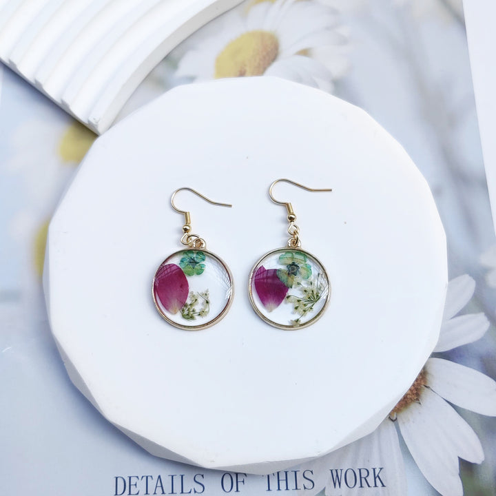 Drop Glue Dried Flower Eternal Flower Earrings