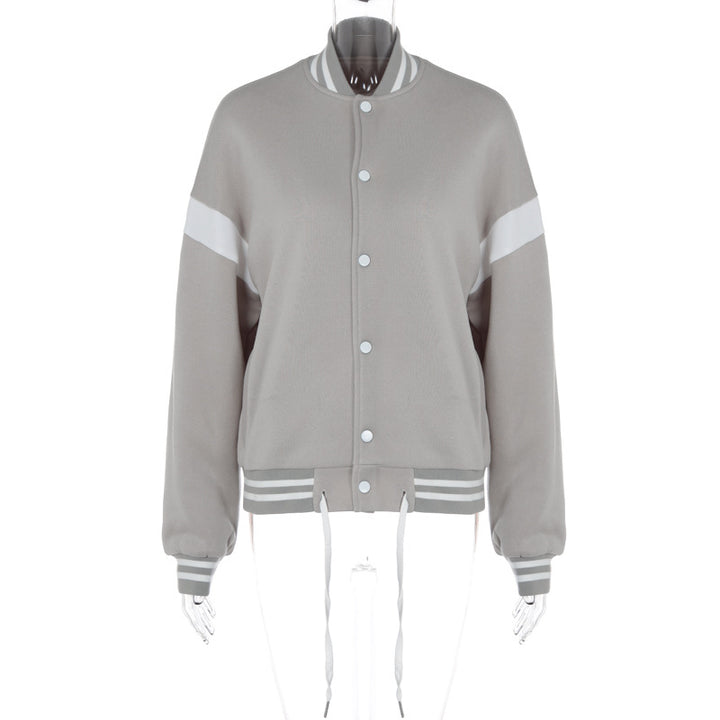 Street Style Patchwork Drawstring Baseball Jacket