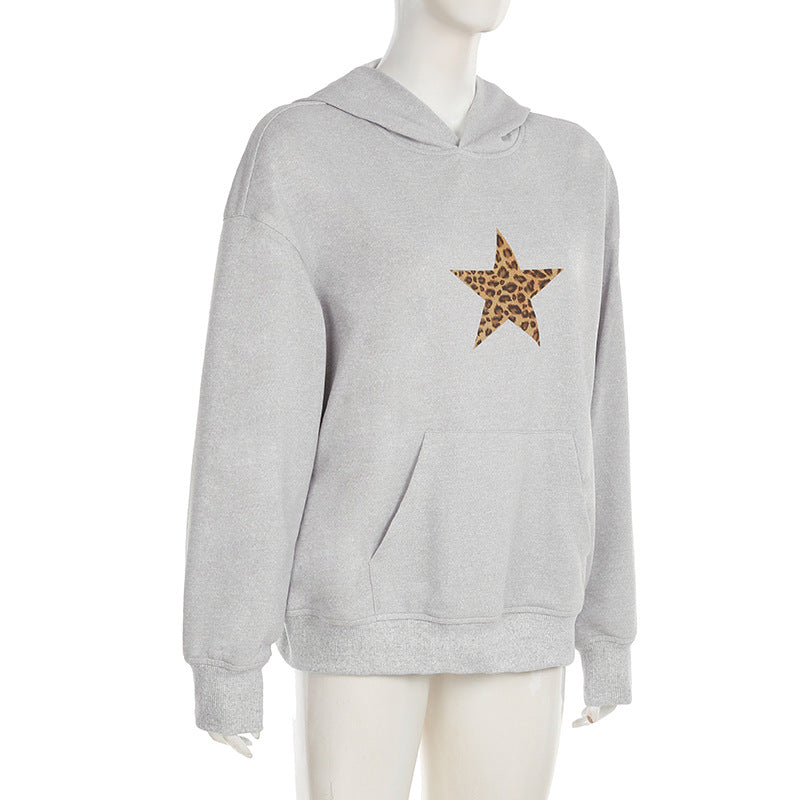 Leopard Print Star Hoodie