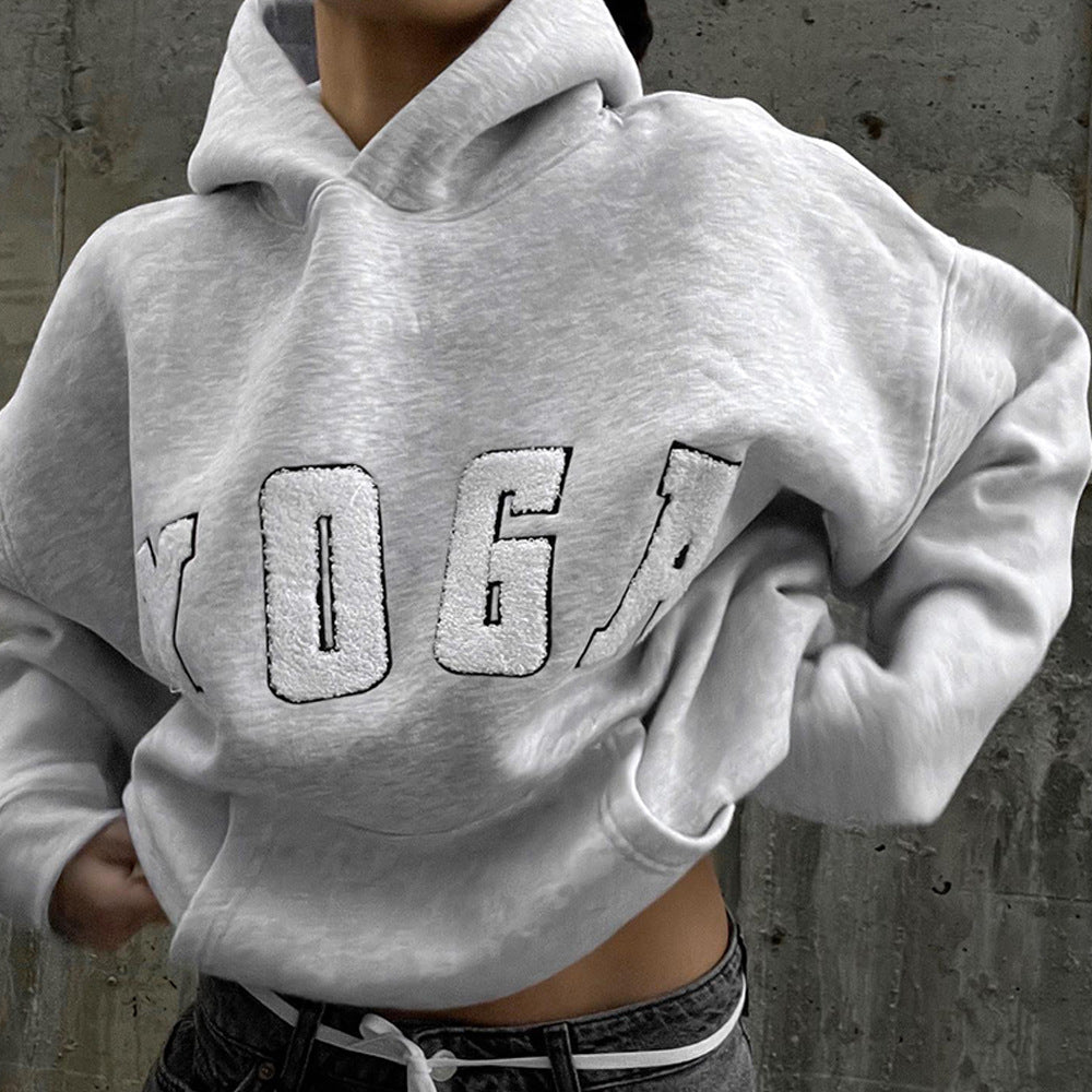 Yoga Letter Loose Casual Hoodie