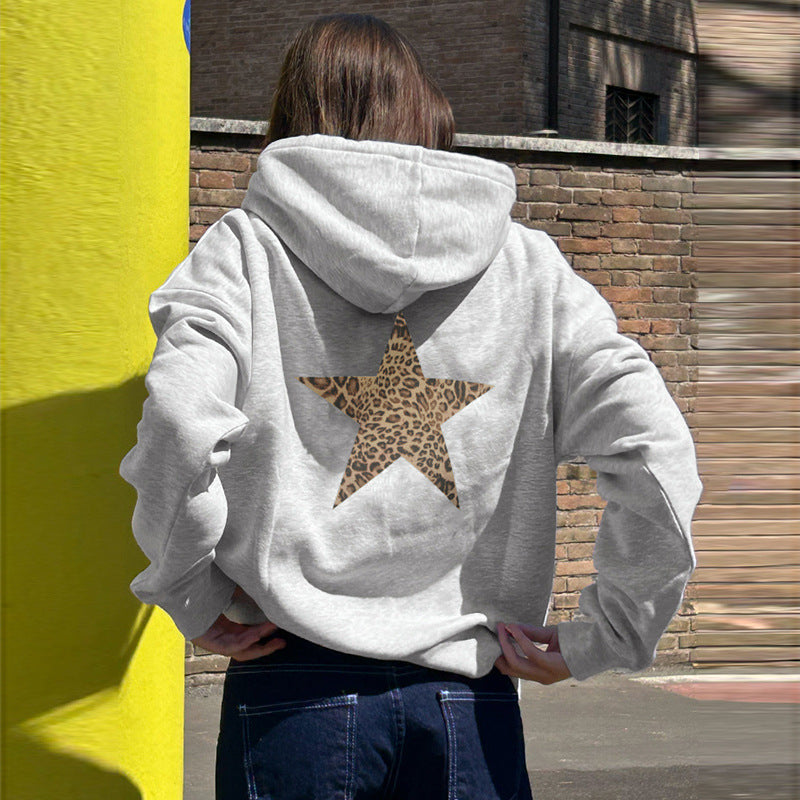 Leopard Print Star Hoodie