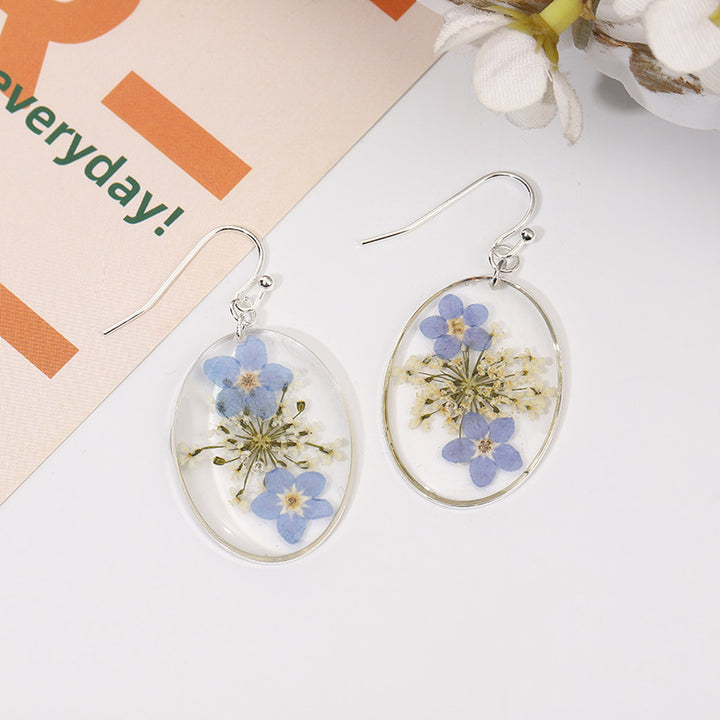 Geometric Drop Glue Dried Flower Eternal Flower Earrings