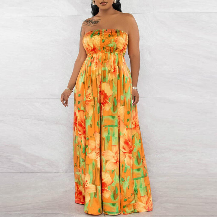 Sunset Floral  Smocked Tube Jumpsuit