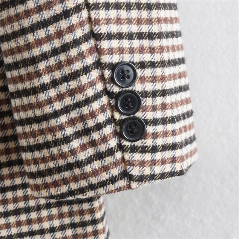 Plaid Brushed Suit Jacket