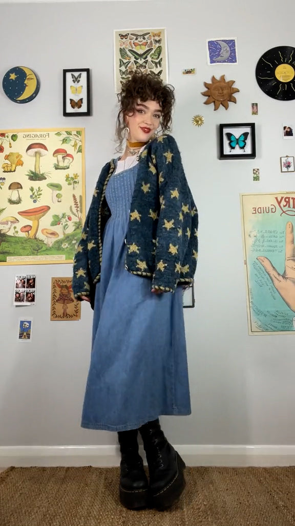 Maglione cardigan con cielo stellato retrò