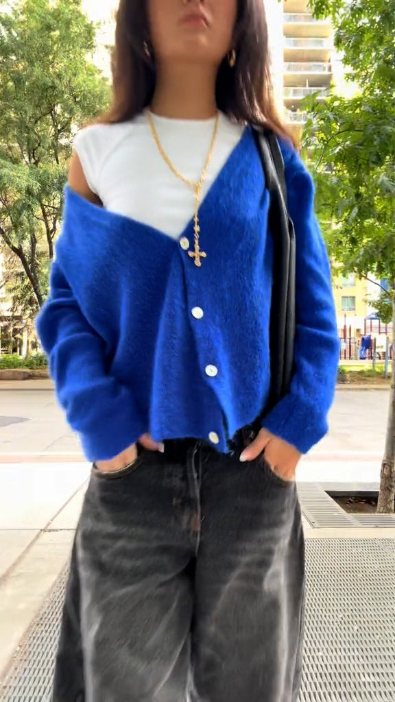 Blue Knitted Cardigan