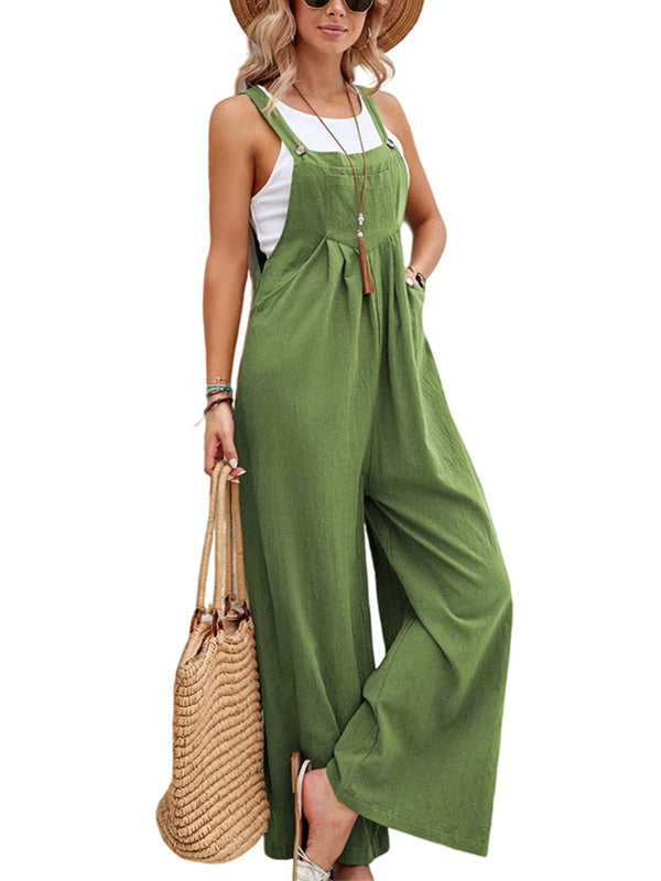 Solid Color Casual Overalls Jumpsuit