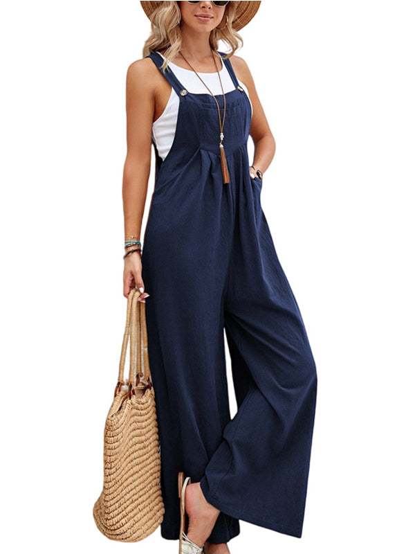 Solid Color Casual Overalls Jumpsuit