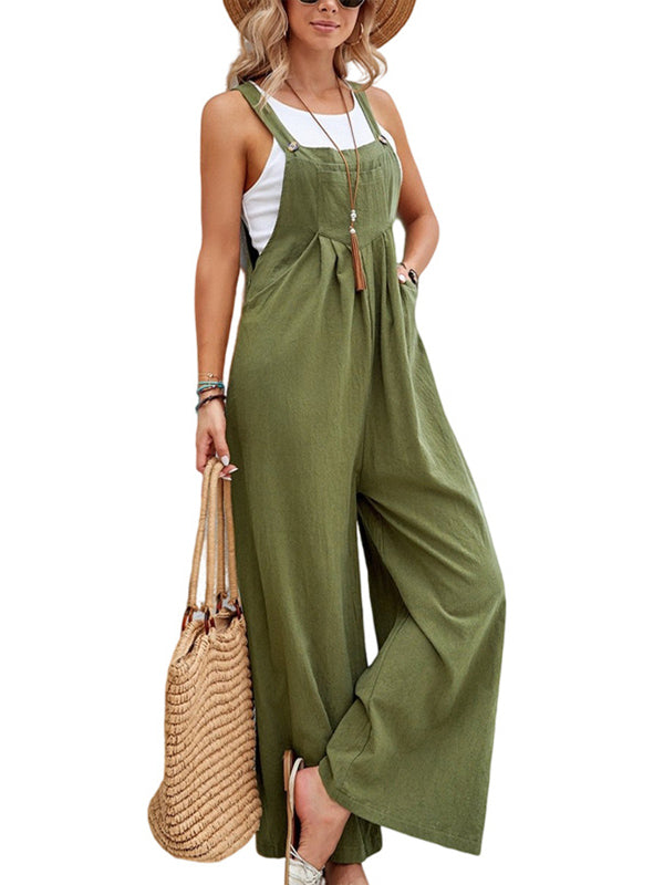 Solid Color Casual Overalls Jumpsuit