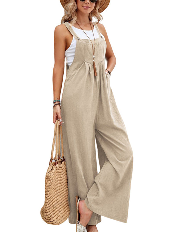 Solid Color Casual Overalls Jumpsuit