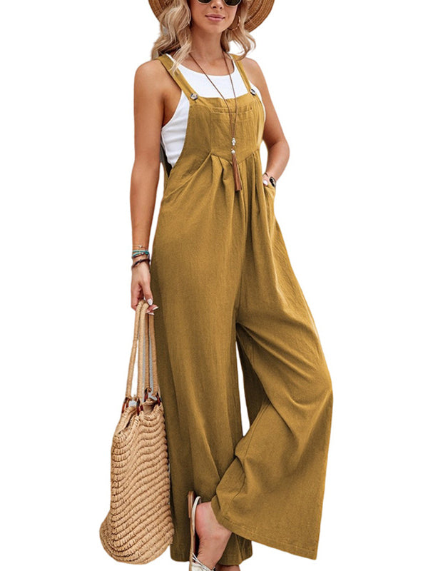 Solid Color Casual Overalls Jumpsuit