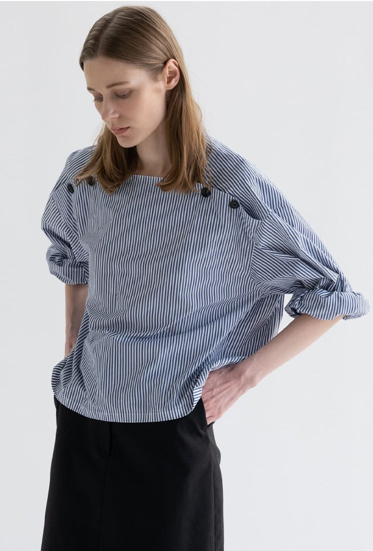 Gestreepte blouse met lange mouwen en knopen