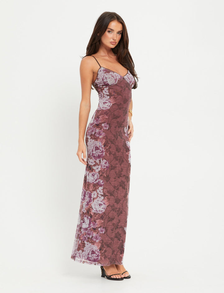 Large Range Floral Print Halter Maxi Dress