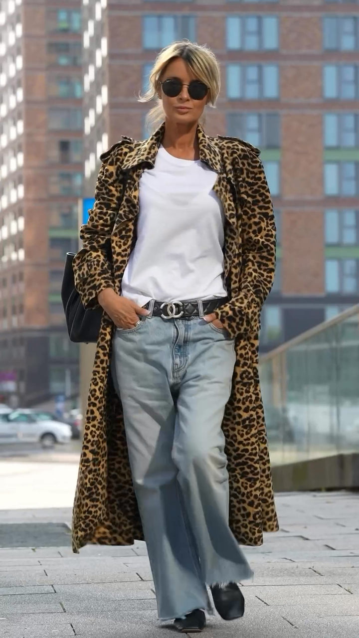 Leopard Print Cardigan Oversized Coat