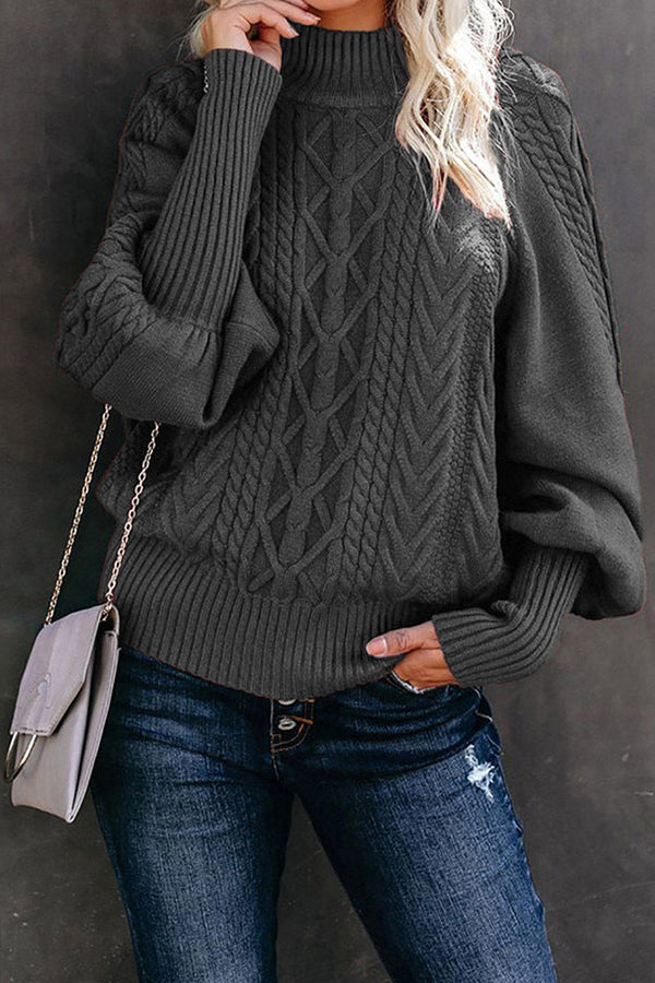 Loose Solid Color Warm Balloon Sleeve Sweater