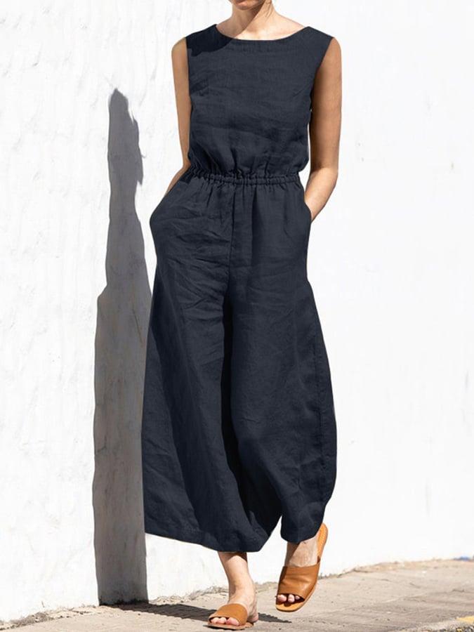 Casual Loose Solid Color Jumpsuit