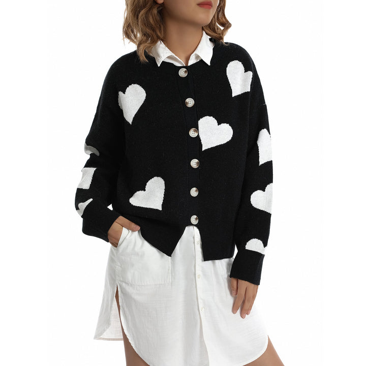 Cardigan da donna con maglione a cuore