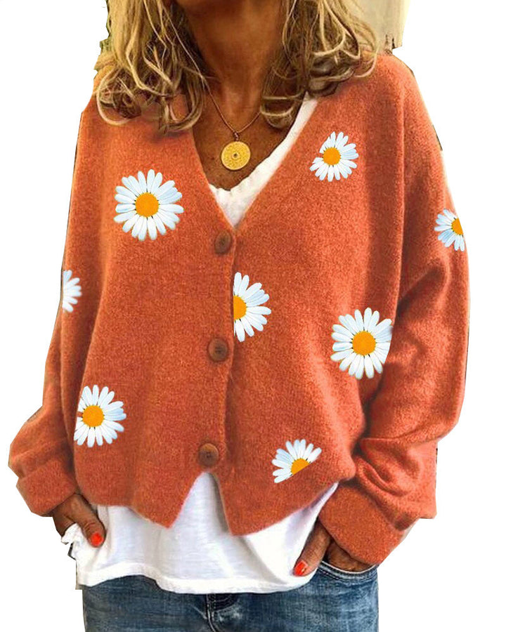 Cardigan da donna in maglione crisantemo