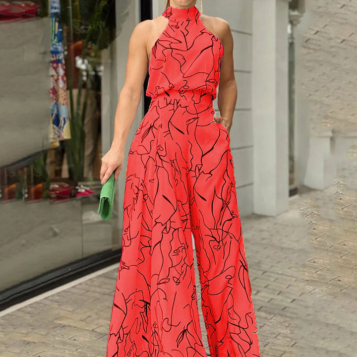 Legerer und eleganter Neckholder-Jumpsuit mit Schnürung 