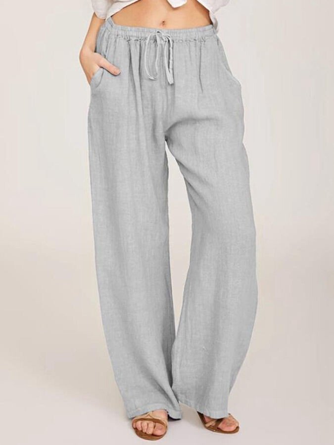 Women's casual cotton linen loose trousers