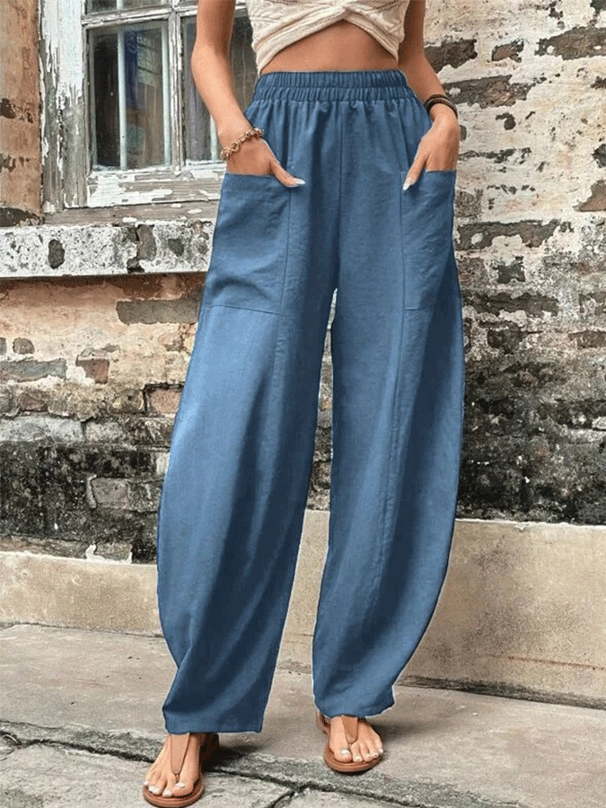 Pantaloni casual da donna in tinta unita