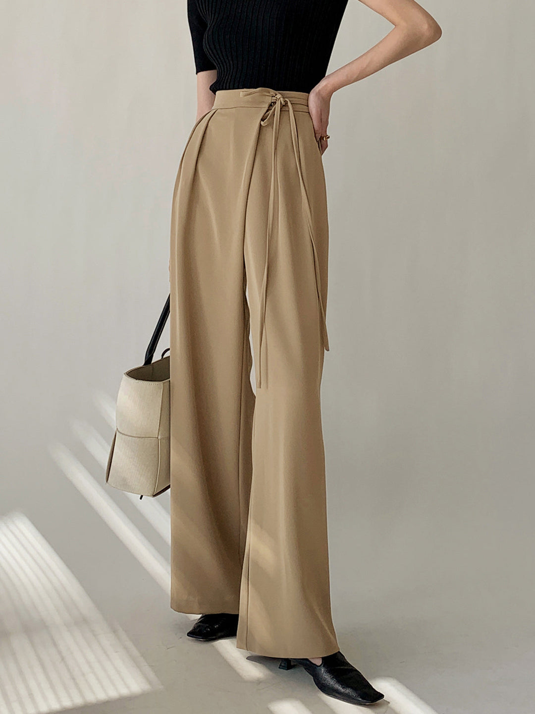 Tie Waist Flowy Wide Leg Pants