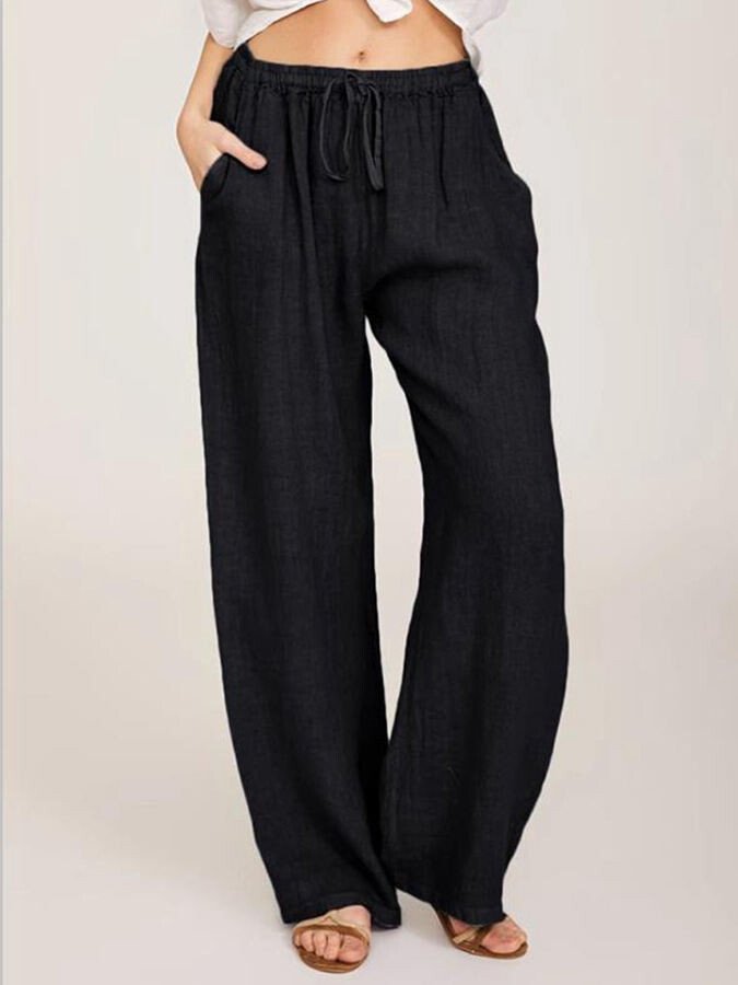 Women's casual cotton linen loose trousers