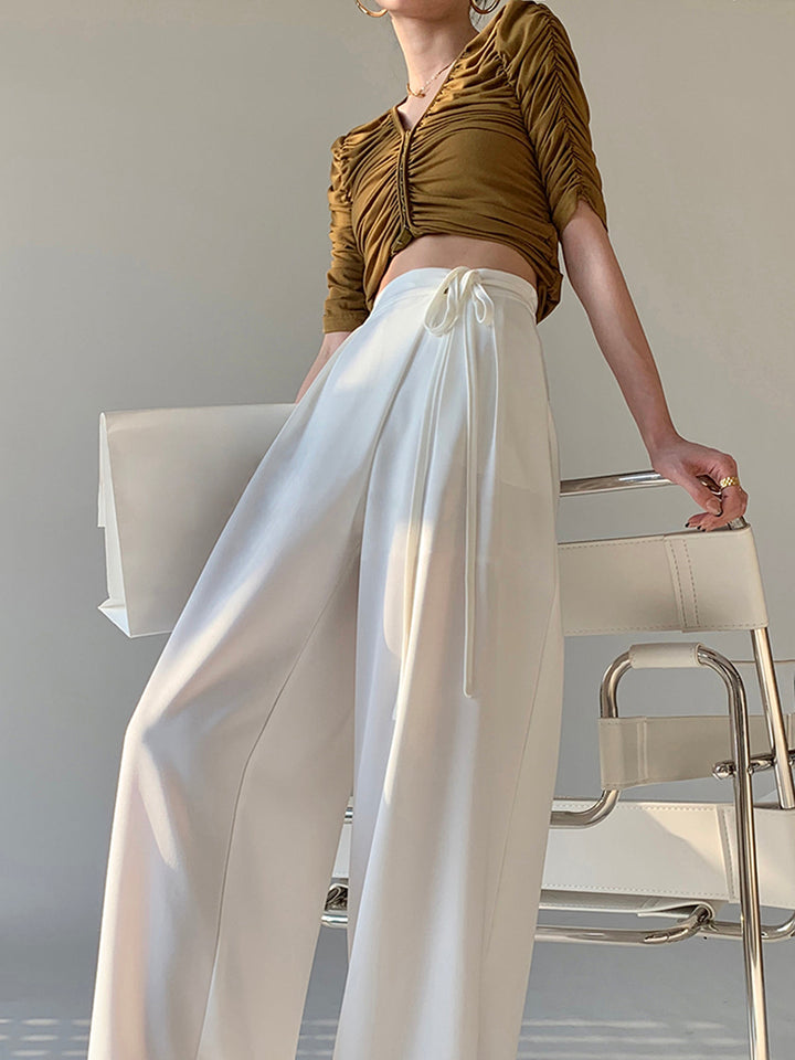 Tie Waist Flowy Wide Leg Pants