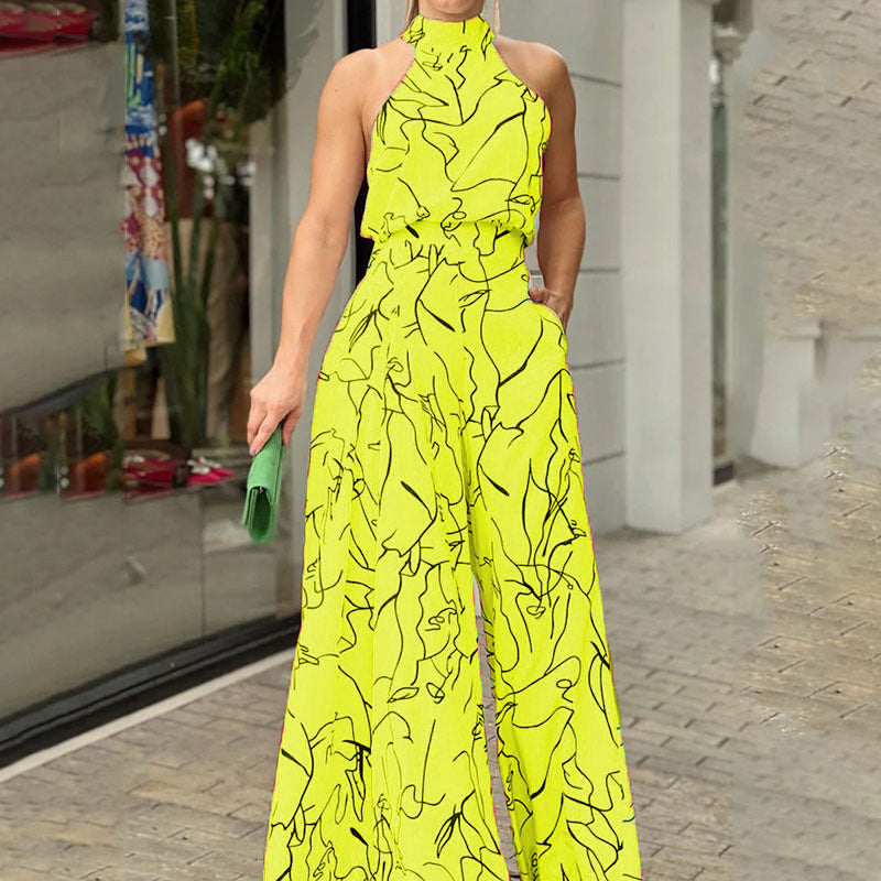 Legerer und eleganter Neckholder-Jumpsuit mit Schnürung 